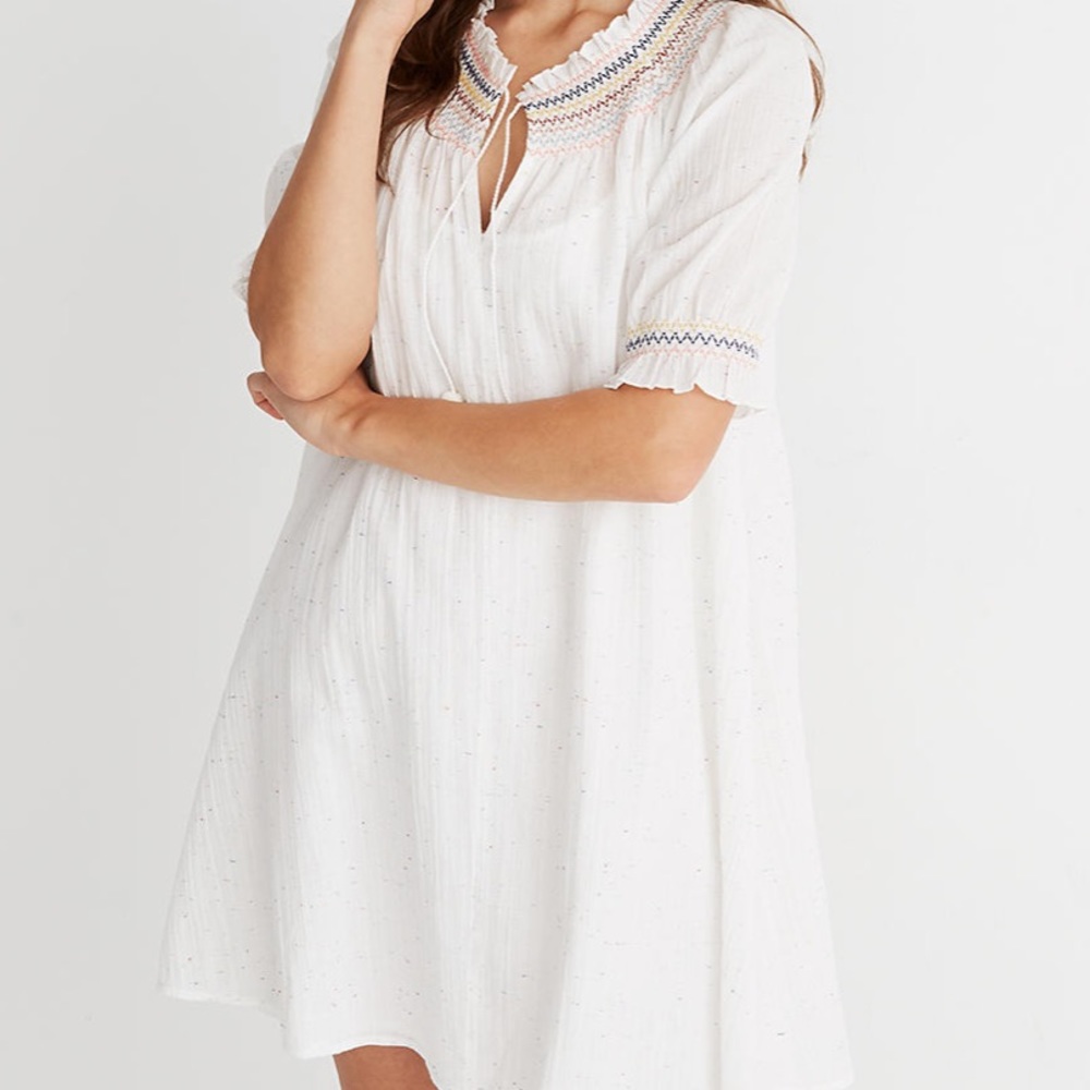 Madewell Rainbow Smocked Trapeze Dress, NWT Small